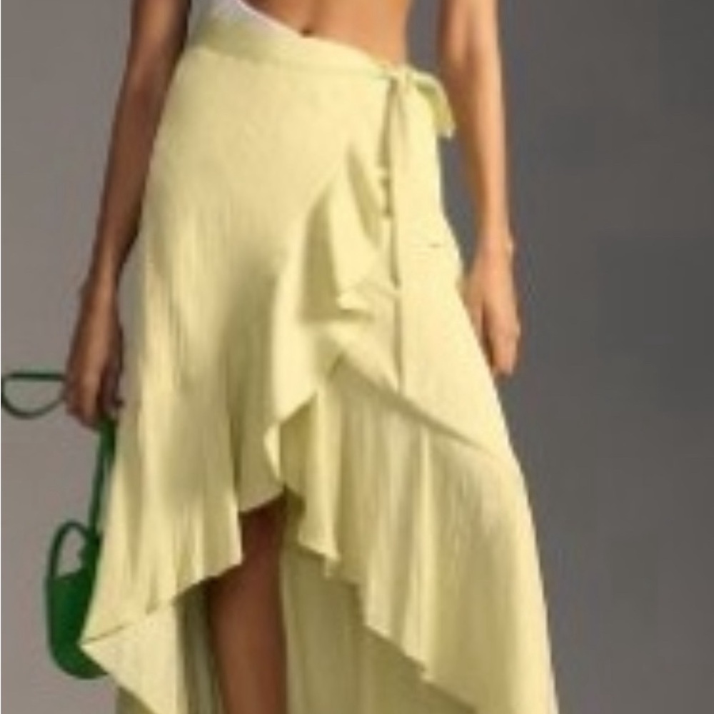 Anthropologie Maeve Ruffled Wrap Maxi Skirt